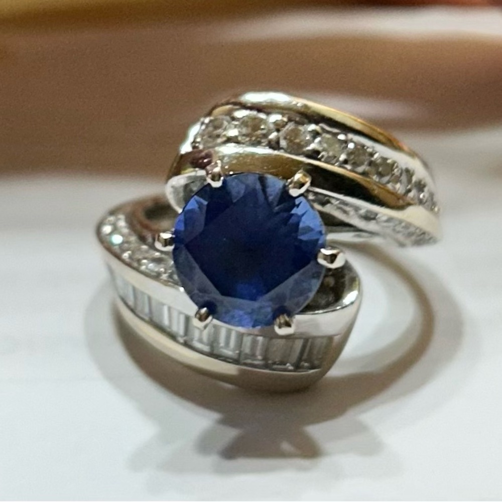 CUSTOM Diamond and Sapphire Ring